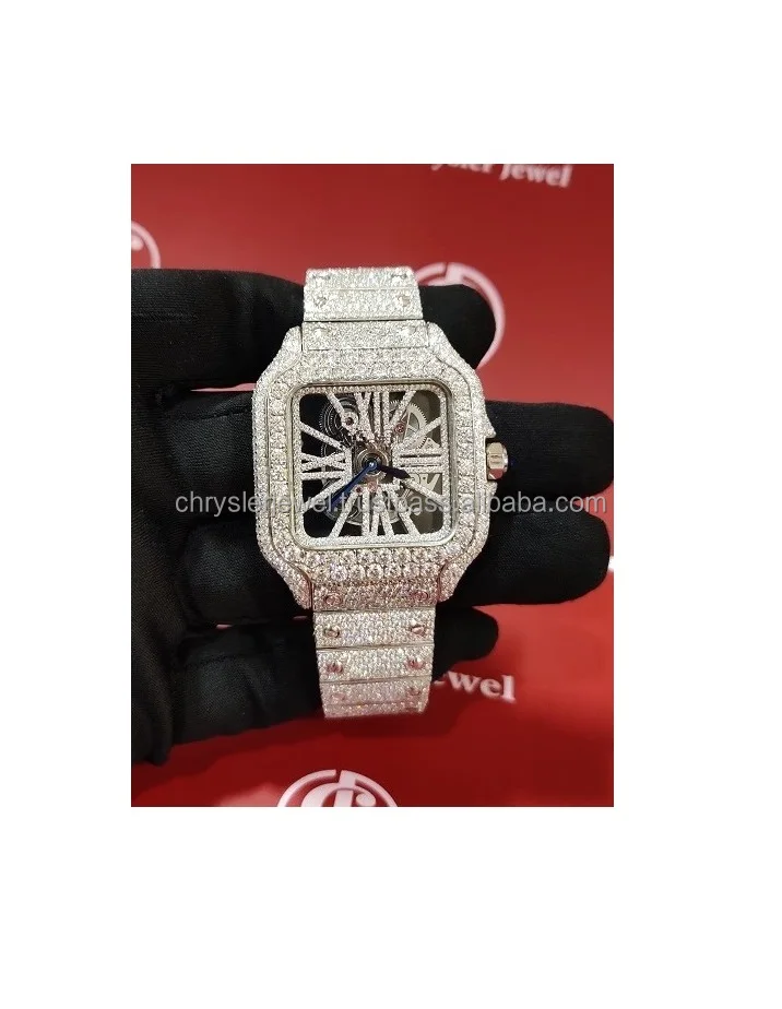 Tester Pass Luxury Automatic Movement Stainless Steel Hip Hop VVS Quality Trending Moissanite diamond Watches For Mans