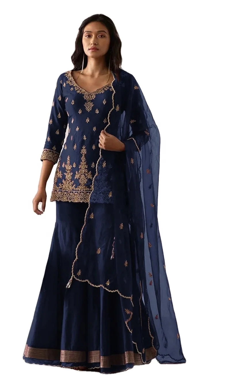 Hot Selling Indian and Pakistani Sharara Suit Georgette Embroidery Work Fancy Salwar Kameez Suit For Wedding Wear