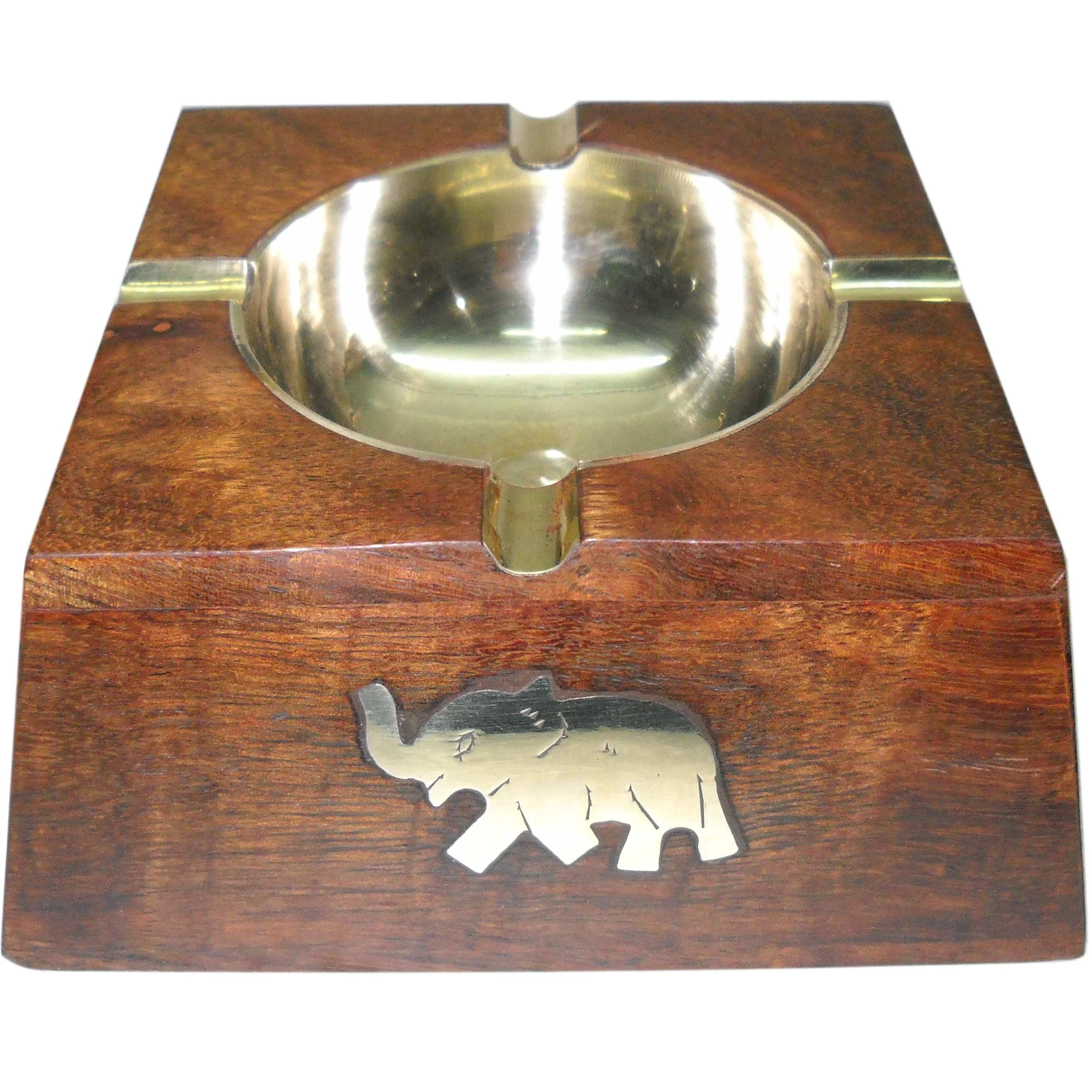 High Quality Acacia Wood Ashtray Handcrafted Unique Design Cigar Lighter Smoking Accessory Metal Inlay Creative Household