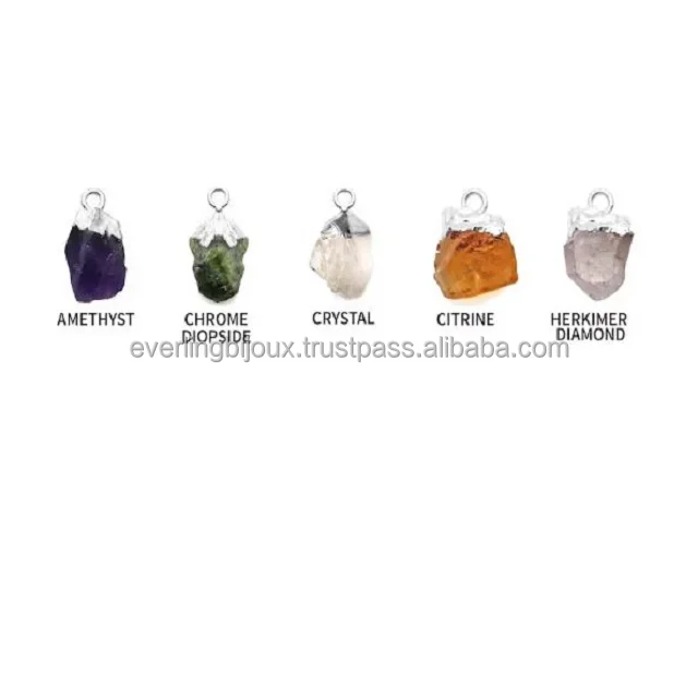 Handmade Silver Gold Electroplating Beautiful Mix Lot Raw Uncut Gemstone Connector Single Bail Rough Jewelry Findings Components