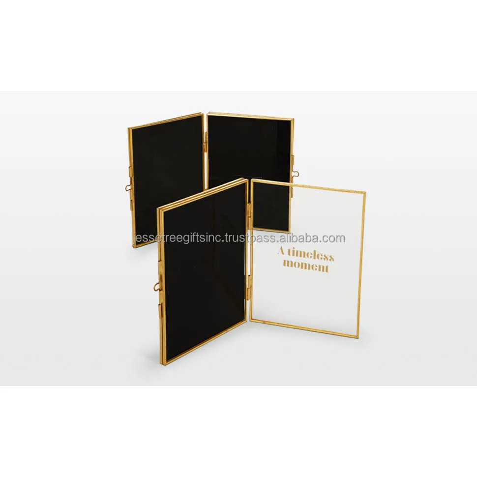 Metal & Glass Tabletop Photo Frame With Shiny Golden Plating Finishing Fancy Plain Design Premium Quality For Home Decoration