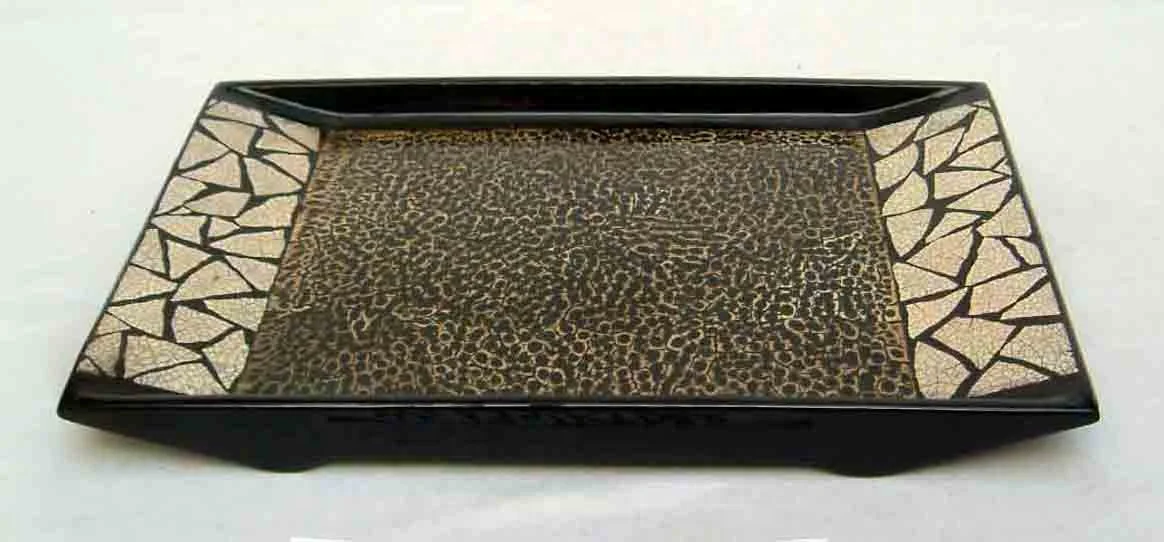 Rectangular egg-cell lacquer tray, handmade tray from Vietnam, for home-decor, tableware, kitchenware.