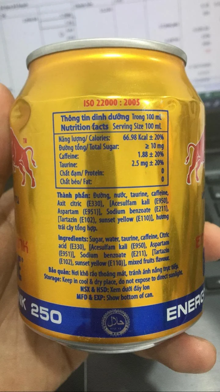 RED BLUE ENERGY DRINK 250 ML VIETNAM ORIGIN