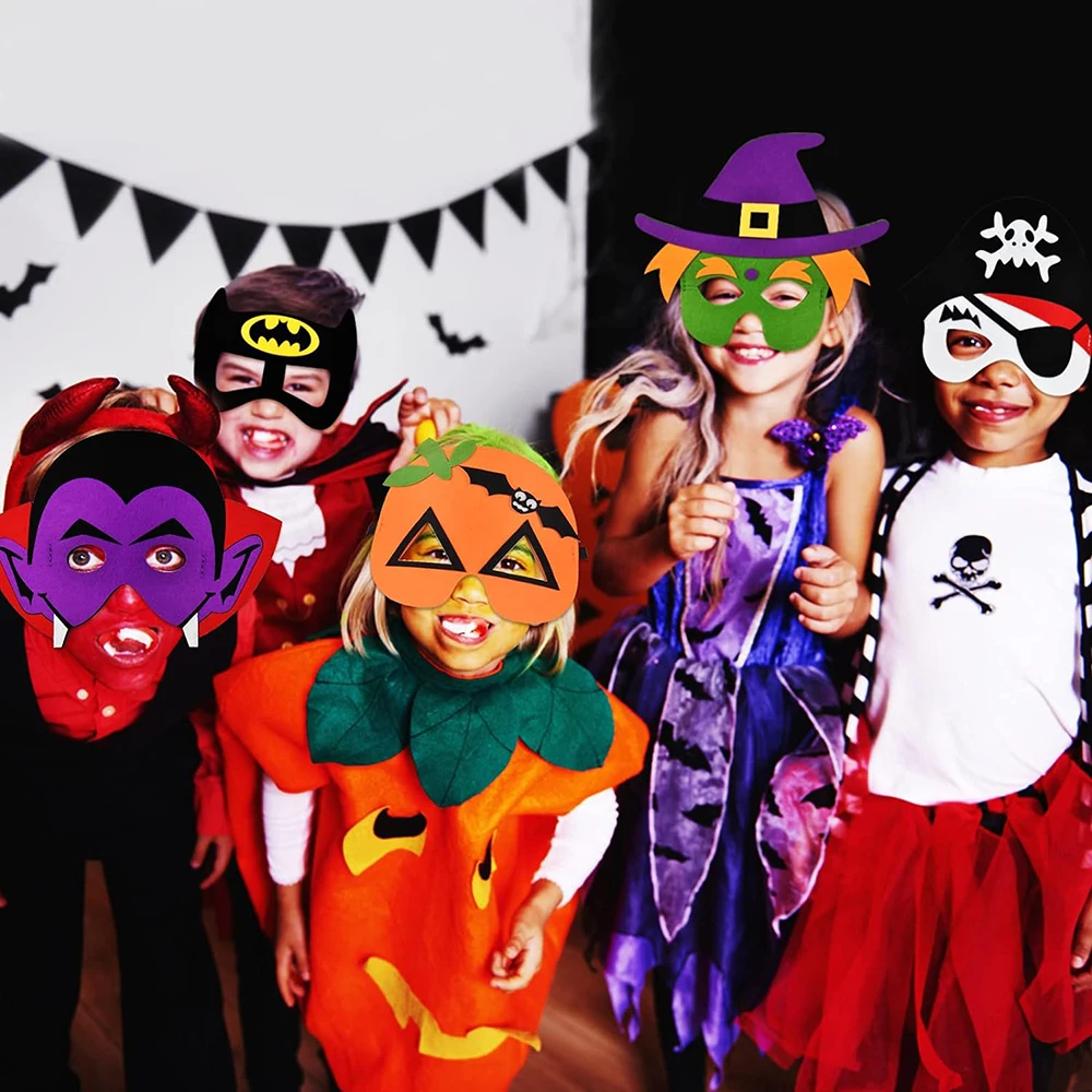 Custom Props Cartoon halloween felt and elastic superhero masks party face mask for kids