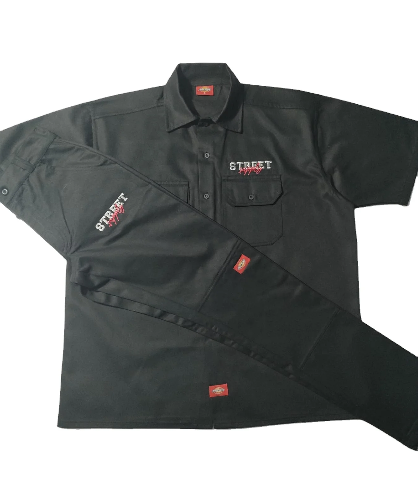 Wholesale OEM new  Arrival Black Cotton Made Custom Workwear Working Uniform Dicki Suits New Short Sleeve 2 Piece Mens set