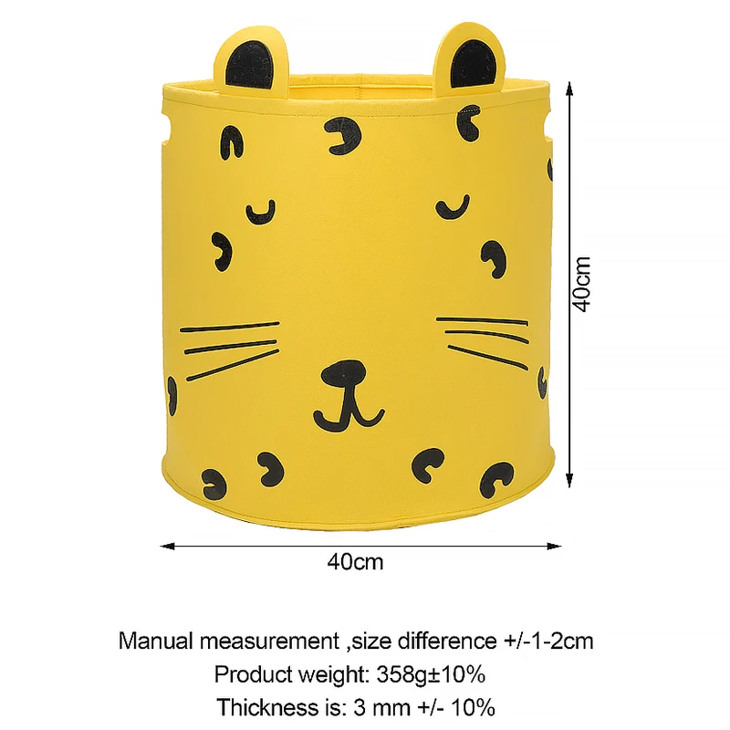 yellow Customized Collapsible Felt Storage Basket with Handles Baby Toys Storage Cartoon Basket