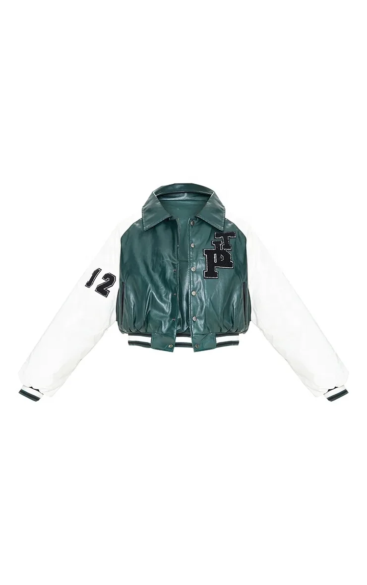 Women Cropped Varsity Jacket Fashion Coat Custom Short Jacket Bomber Baseball Jacket for Women