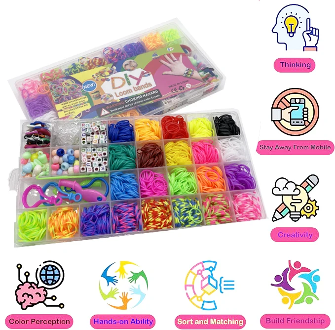 1500 Pieces Handcraft Loom Rubber Bands Weaving DIY Friendship Bracelet Making Kits for Girls