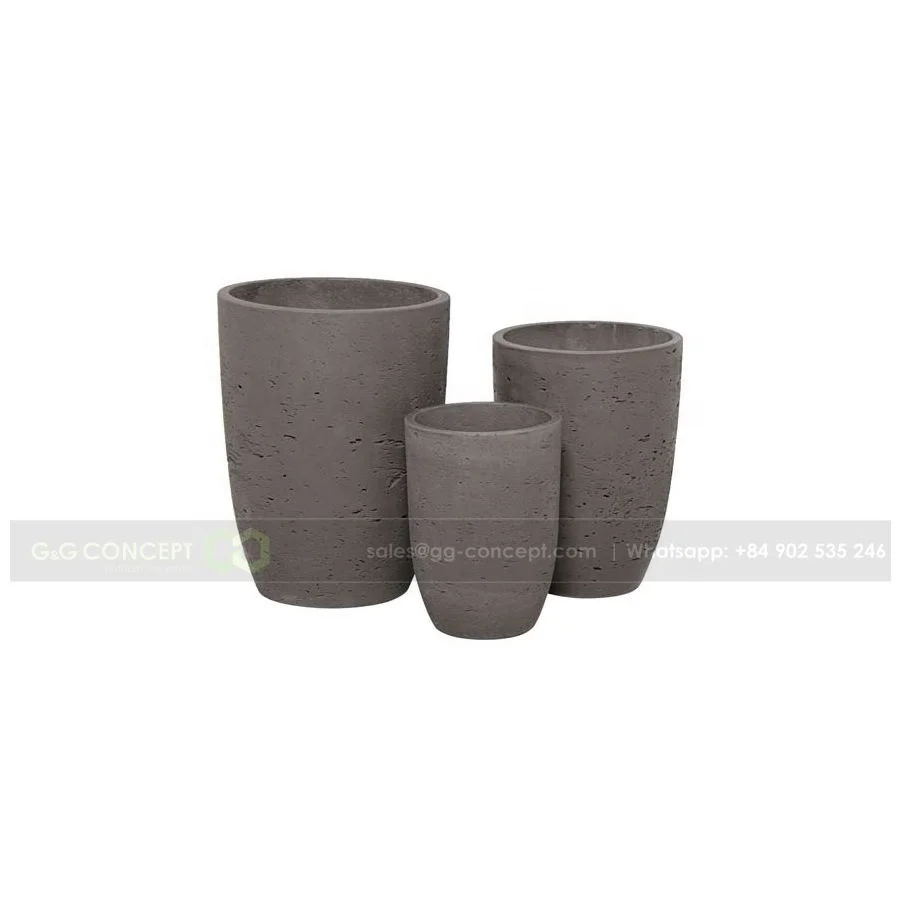 Round Light Cement Pot S3/ Grey Round Cement Pots/ Manufacturer Of Cheap Cement Plant Pot