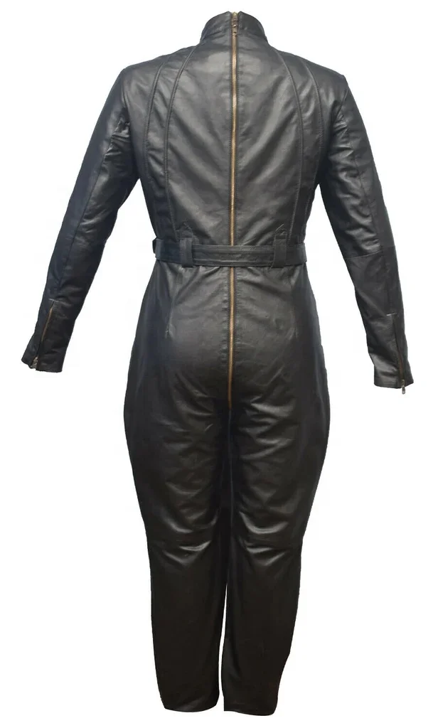 Hot Women Genuine Leather Catsuit Sheep Skin  Bodysuit Back Zipper, Breathable Leather Bodysuit For Women