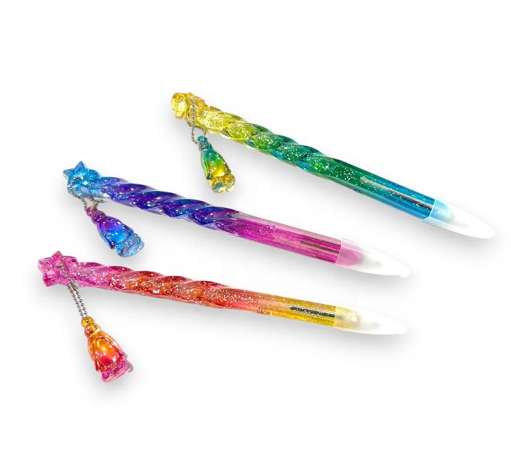 Cute Pens Satin Colored Pens with Glitters School Stationery Kids Gift Smooth Writing Pens