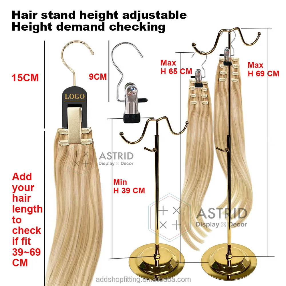 Shop display steel clip hanger display hair extension stand for salon