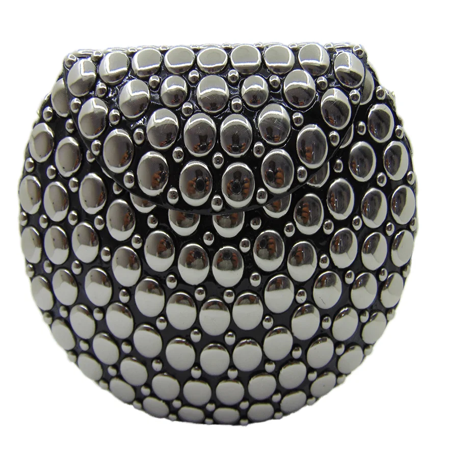 2024 Fashion Handbags Sling Girls Round Silver Metal stud clutch party bag Bags Luxury Crossbody Women Designers  silver Color