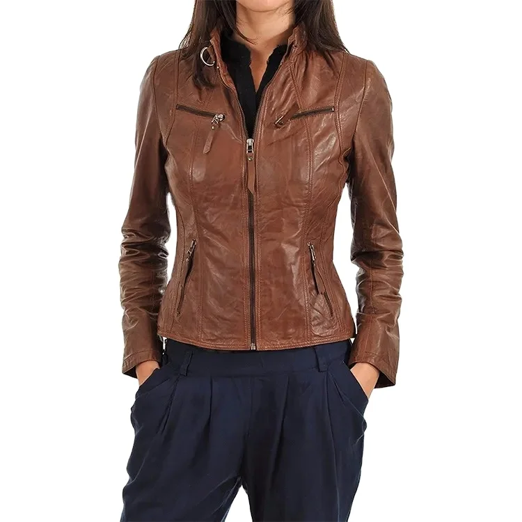 Luxury Clothing Autumn Custom Outdoor Winter Jackets Female Black Motorcycle Women Genuine Leather Jacket For Women 2021