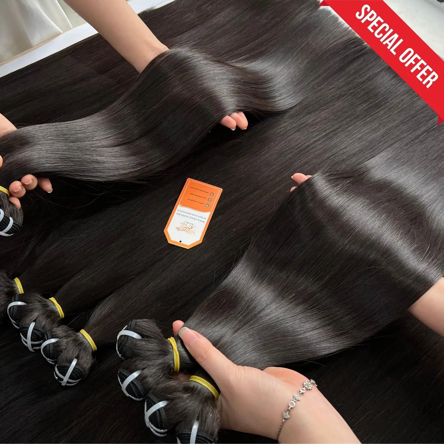 Super Double Drawn Vietnamese Human Hair Weft Straight Hair Color Hair Extensions Factory Price Wholesale Vendors