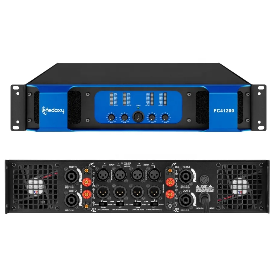 stereo amplifier module 4channel 1200watts class h 2u 2ohm 4ohm 8ohm amplified audio mixer amplifier
