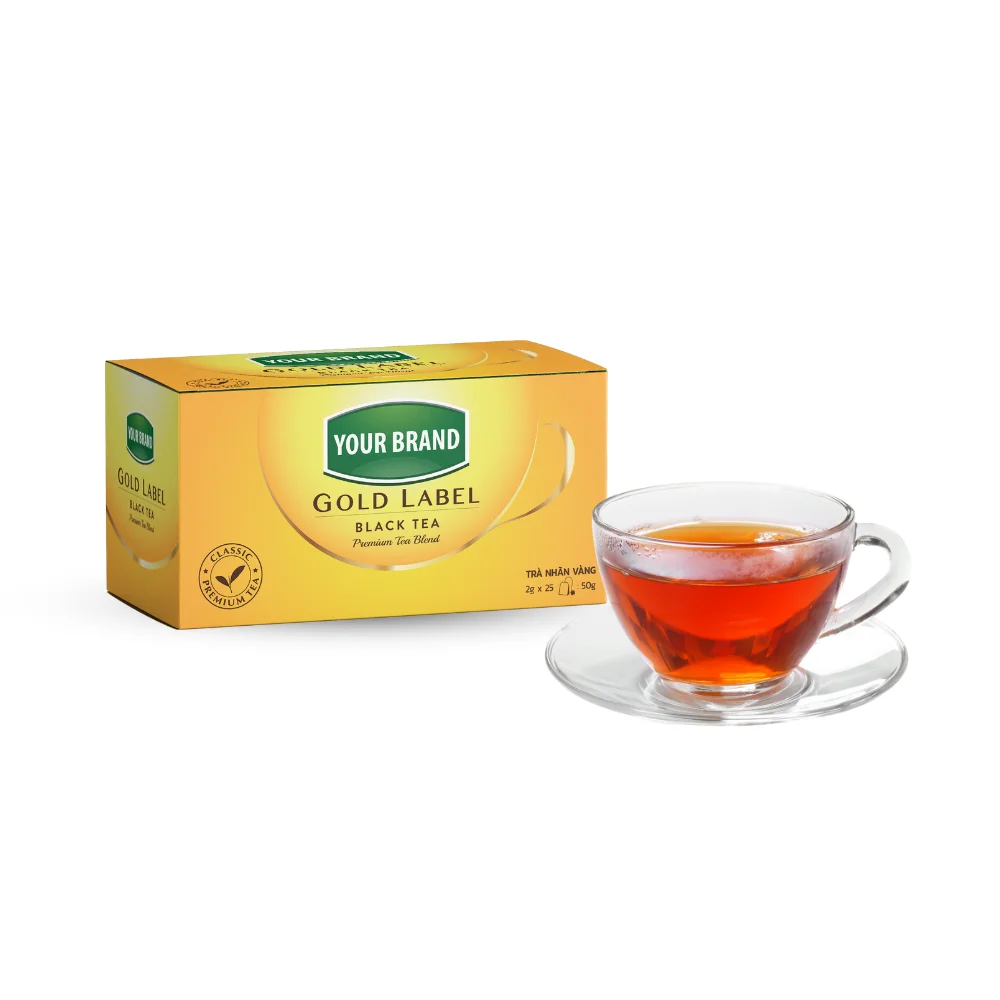 OEM Wholesale Herbal Tea Bag Scented Black Tea Bags Double Chamber Bag Tea Boxes Gold Labels