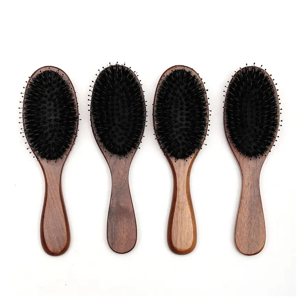 Wholesale Luxury High End Black Walnut Boar Bristle Wood Brush Beard Brush