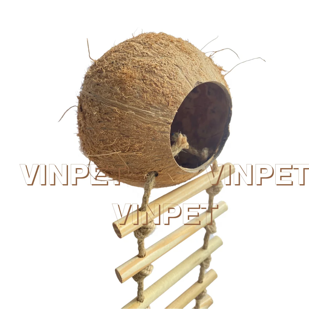 NATURAL COCO HOME COCONUT SHELL BIRD HOUSES HABITAT FOR SMALL ANIMAL HIDEAWAY HOUSE PET SUPPLIES PET CAGES