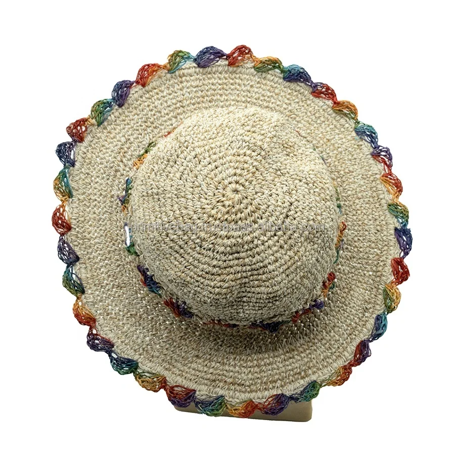 Himalayan natural hemp wide brim sun visor hat-custom design-custom size-custom labeling-handmade crochet Ecological hemp Hats