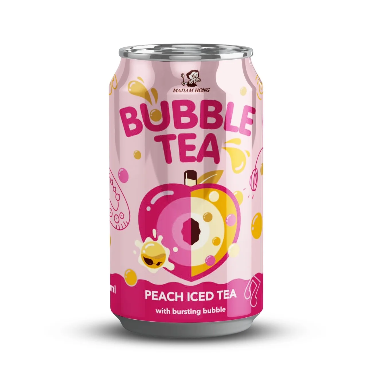 Madam Hong 320ml peach juice tea with bursting boba