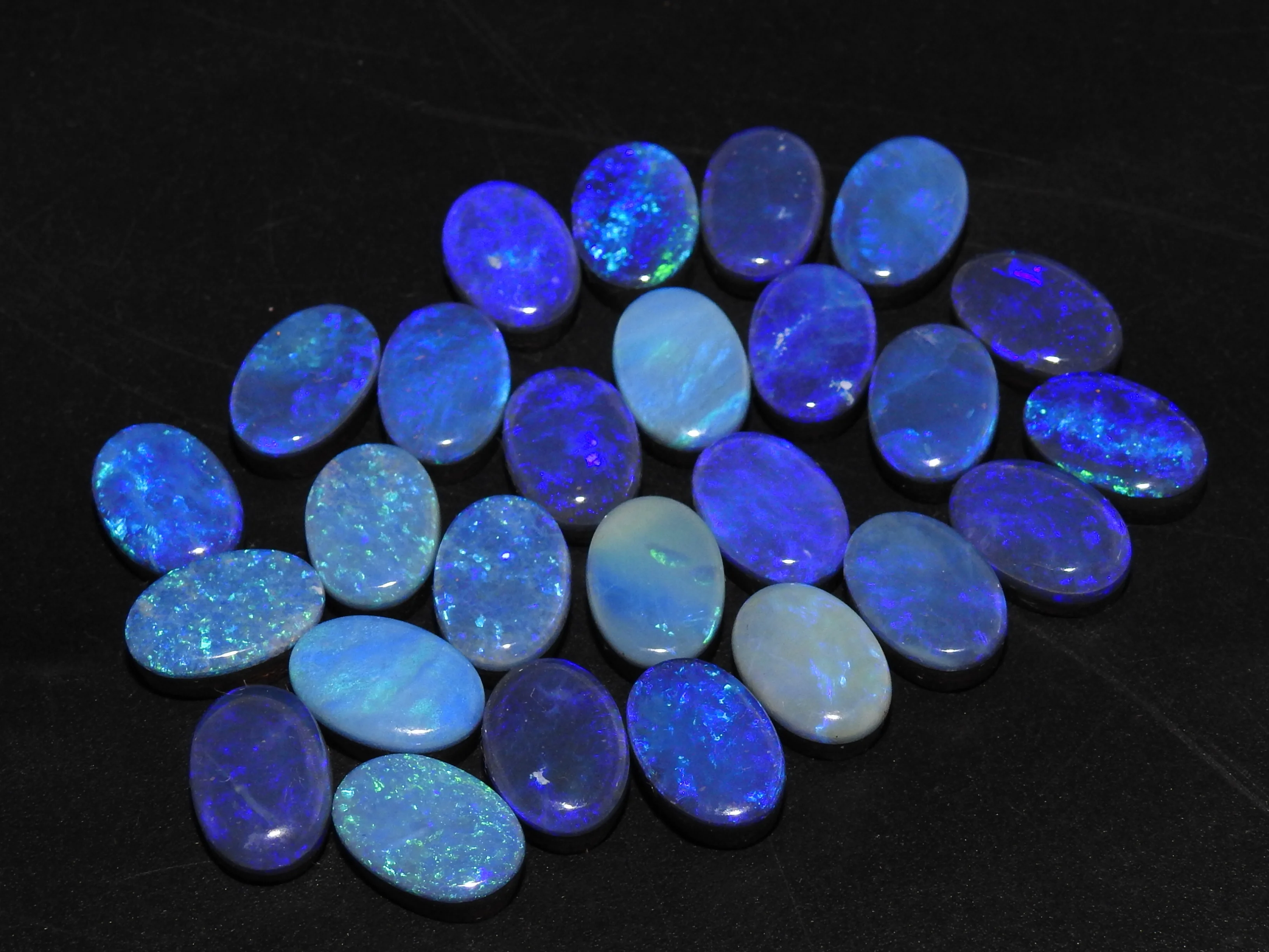 Australian Opal Doublet Multi Fire Smooth Fancy Oval Shape Cabochon Loose Gemstone For Making Jewelry