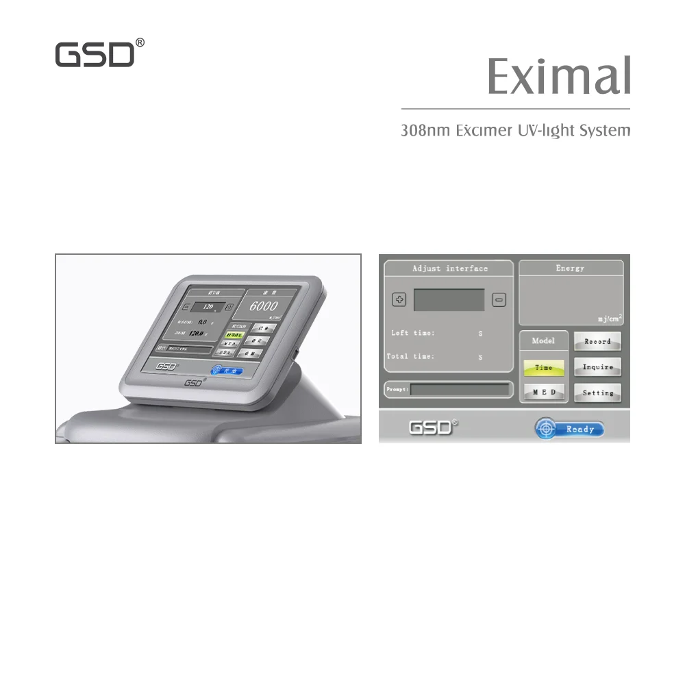 GSD Professional Eximal Skin Treatment UVB Phototherapy UV Lamp Equipment 308 Excimer Laser Psoriasis Vitiligo Laser Machine