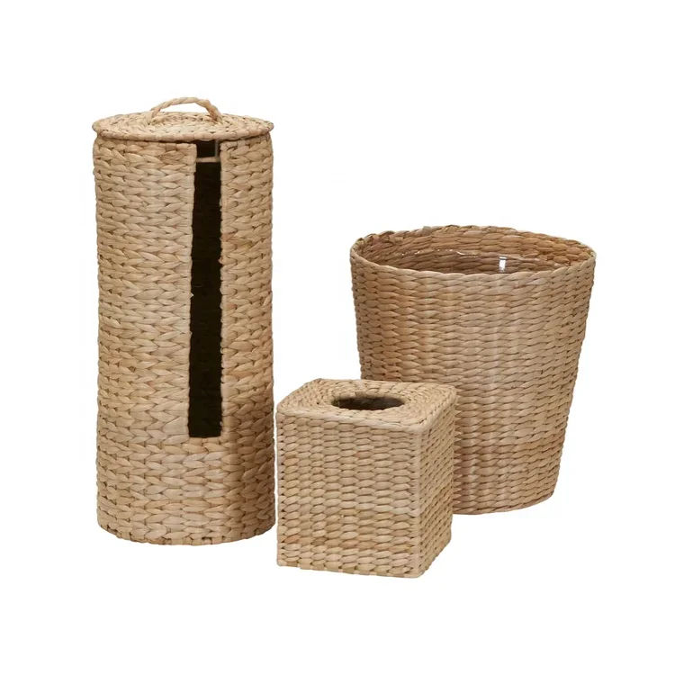 Hot Sale Natural Handwoven Rattan Waste Basket Bathroom Accessories Hotel Supplies OEM Variety of Size from Vietnam Manufacturer