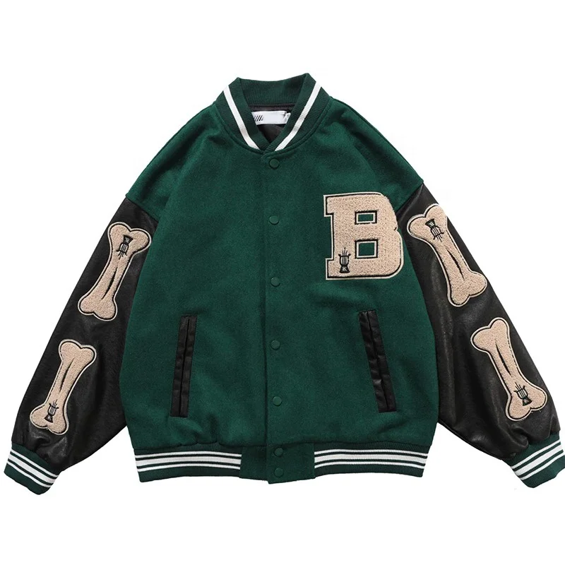 Unisex custom varsity jacket leather sleeve embroidery varsity jacket baseball team vintage letterman varsity jacket for men