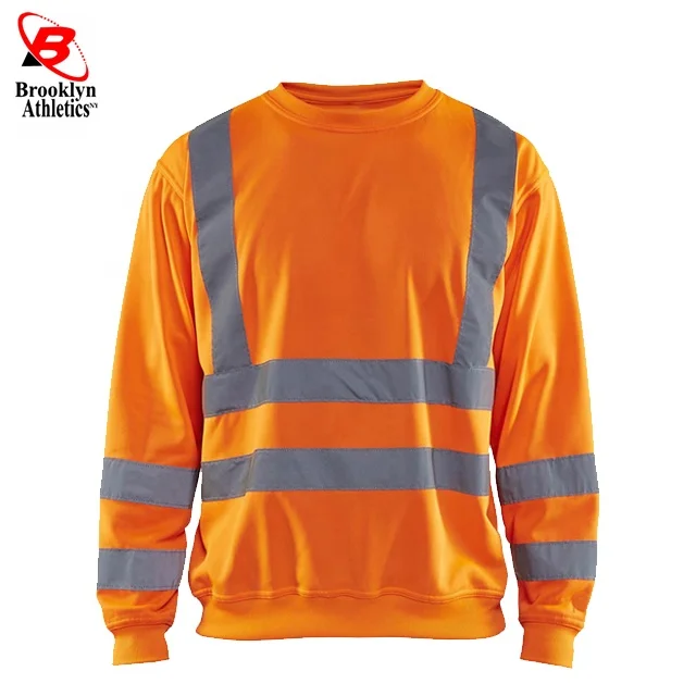 Reflective Safety High Visibility Long Sleeve Shirts ANSI Class 2 Hi Vis Construction Work T-shirts for Men