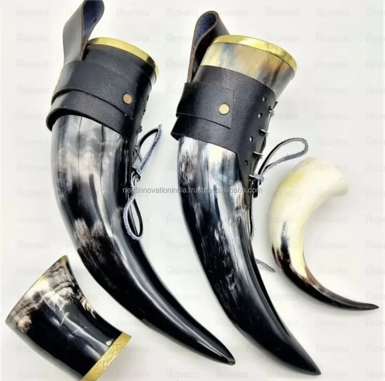 Antique Stylish Viking Drinking Horn With 2 Colour Shades Drinking Horn Customized Hand Carving