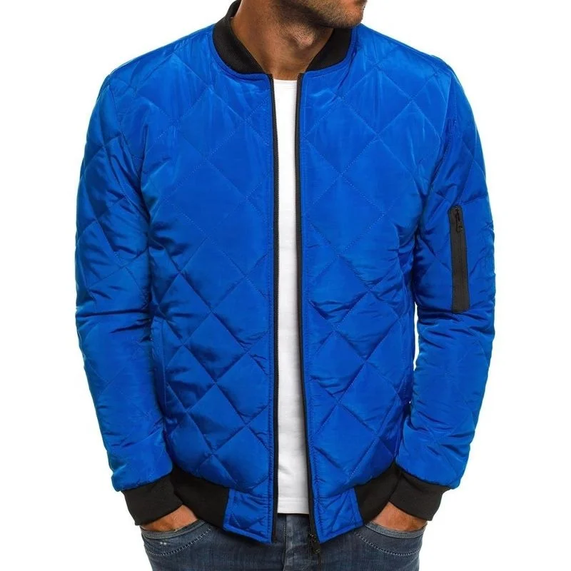 
2021 New High Quality Size Silk Premium Custom Made Warm Down Plain Dyed Bomber Jacket Waterproof Puffer Quilted Jackets For Men 