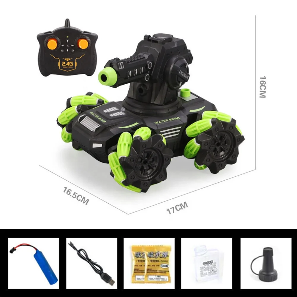 
Amazon Top Selling Water Bomb Tank Battle Car Remote Control Car Rotating Turret With Spray RC Stunt Car 