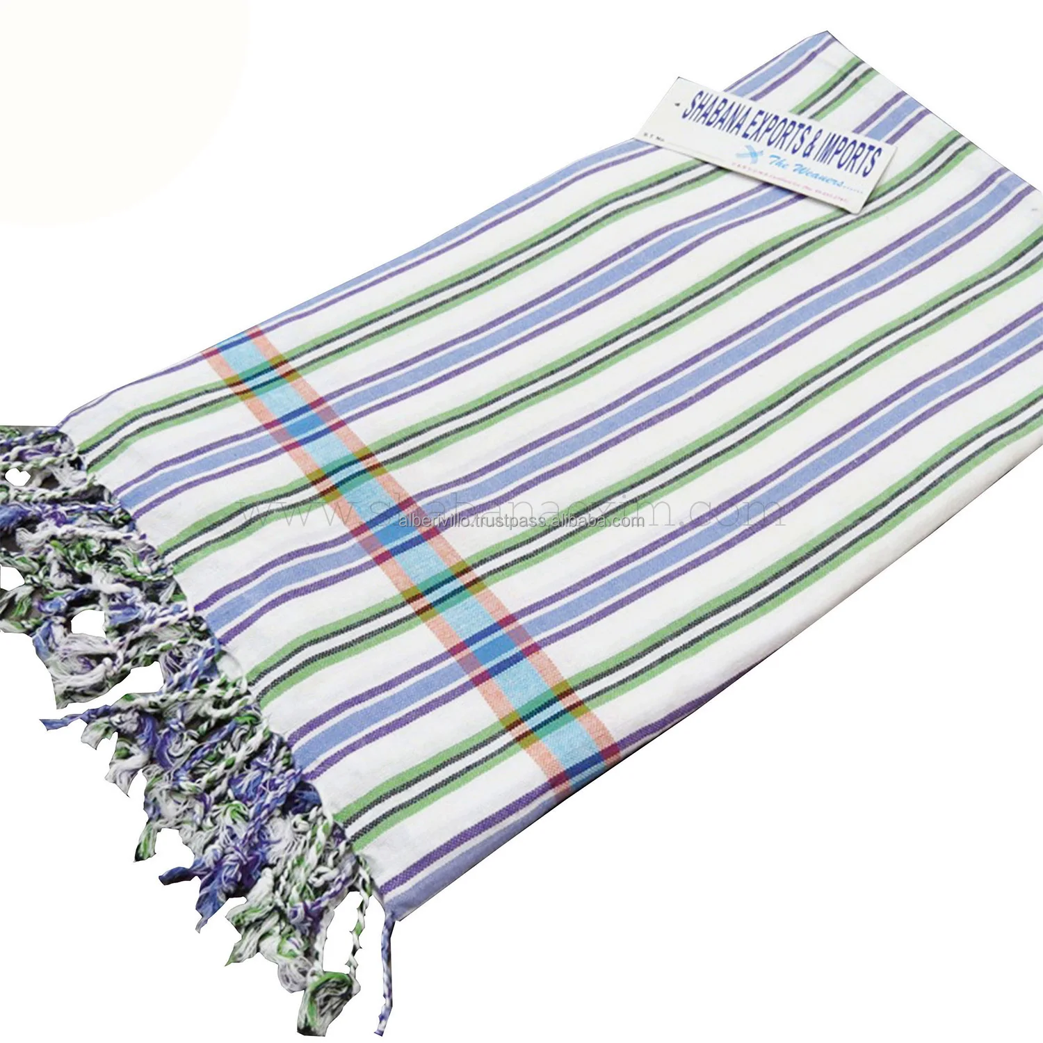 Square  Beach Embroidered Towel Kenyan Sarong Kikoy with Different Styles Multi Striped Kikoy Beach Towels from Indian Supplier