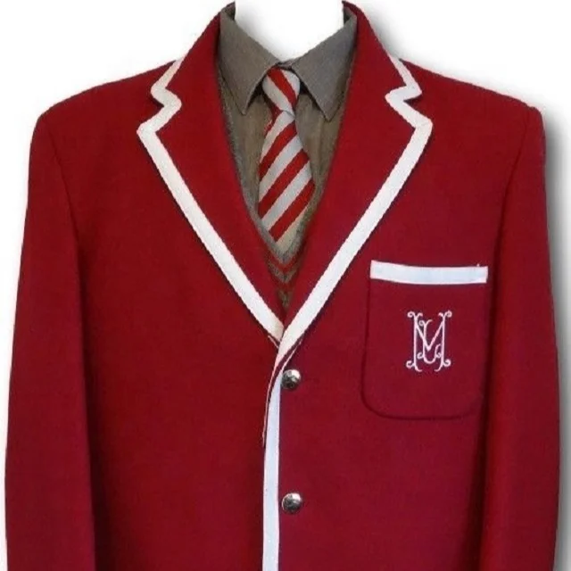 
School Kids Unisex Uniform Stylish Red Blazer Sweater Shirt Pack With Customize Color Design Embroidery Crest Logo 