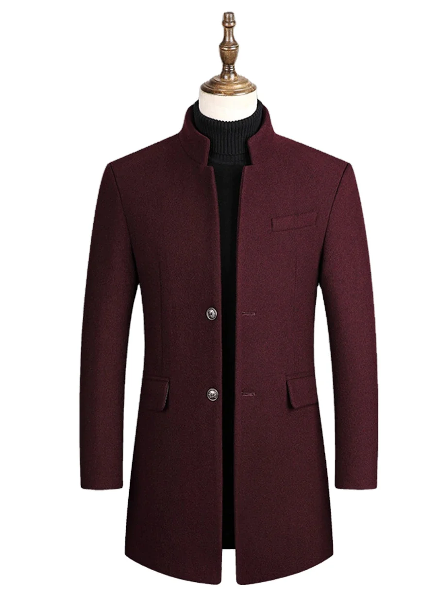 Осенне-зимнее мужское плотное пальто на молнии с воротником