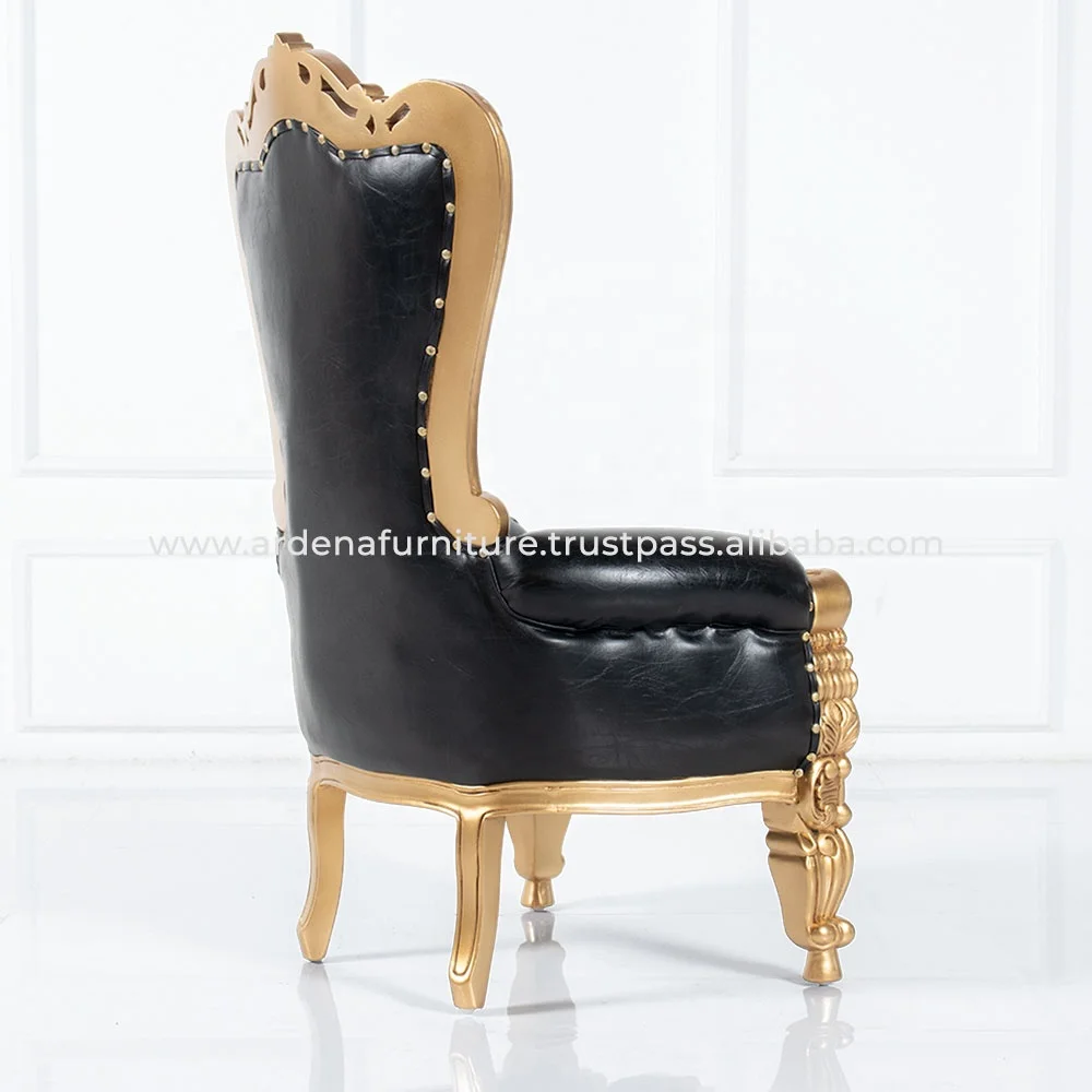 Royal Luxury Kids Throne Chair Beautiful Solid Wood Gold Fabric High Quality Antique Style Furniture Wedding Parties Apartments