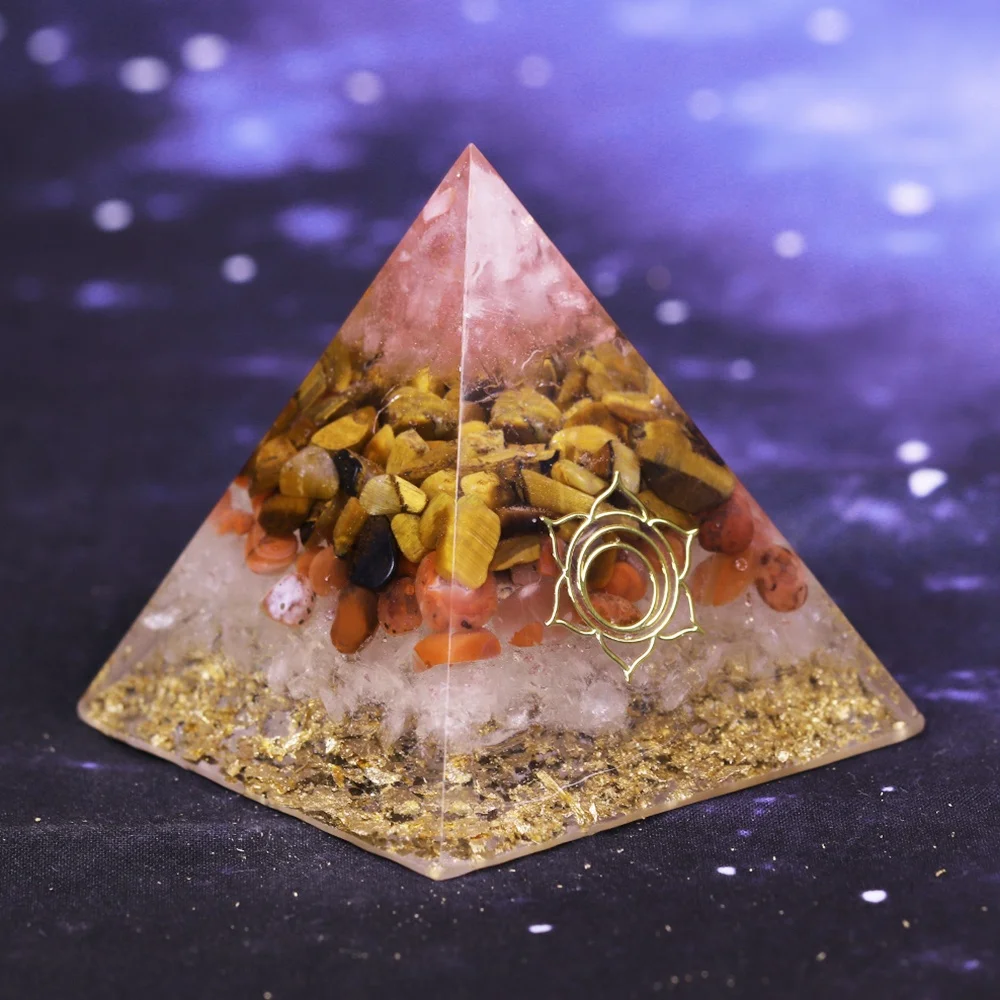 Wholesale 100% Natural Tiger Eye Elite Orgone Pyramid Healing Crystal Tumbled Gemstone Chakra Ornaments Home Decor EMF Protect