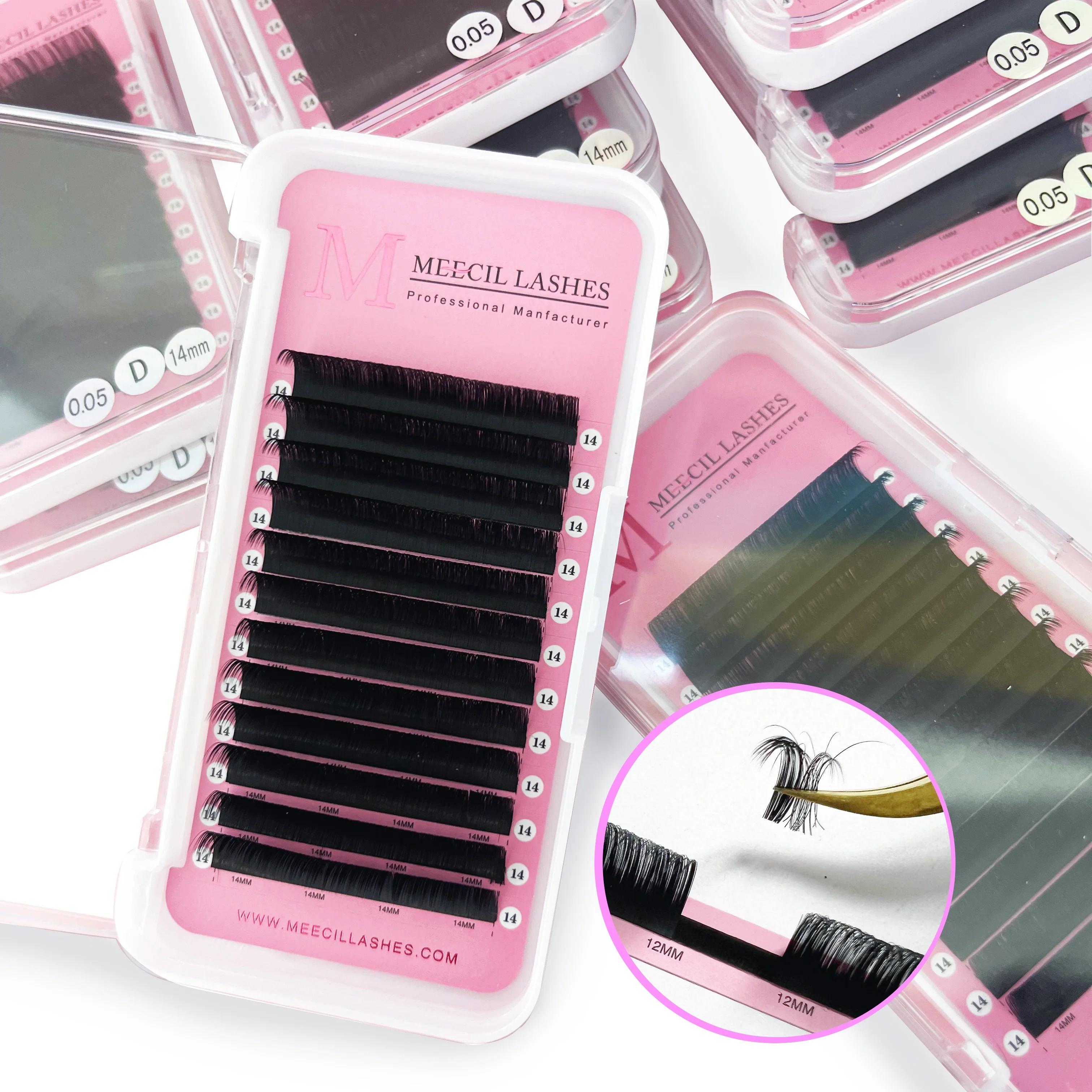 Wholesale Velvet Lashes Eyelash Extension Lash Trays Customized Loose Faux Mink Matte Lash Extensions Trays