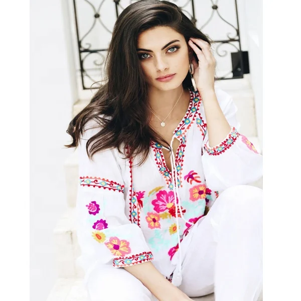 Stunning Eye Catching Look Beautiful Contrast Spring Floral Vibrant Colo Aari Embroidered Fresh Designer Look Women Blouse Top