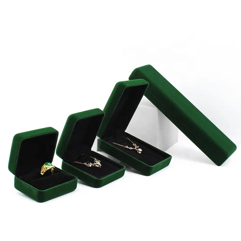 Custom Red Black Jewellery Velvet Boxes Packaging Luxury Necklace Earrings Hanging Gift Boxes Jewelry Velvet Wedding Ring Box