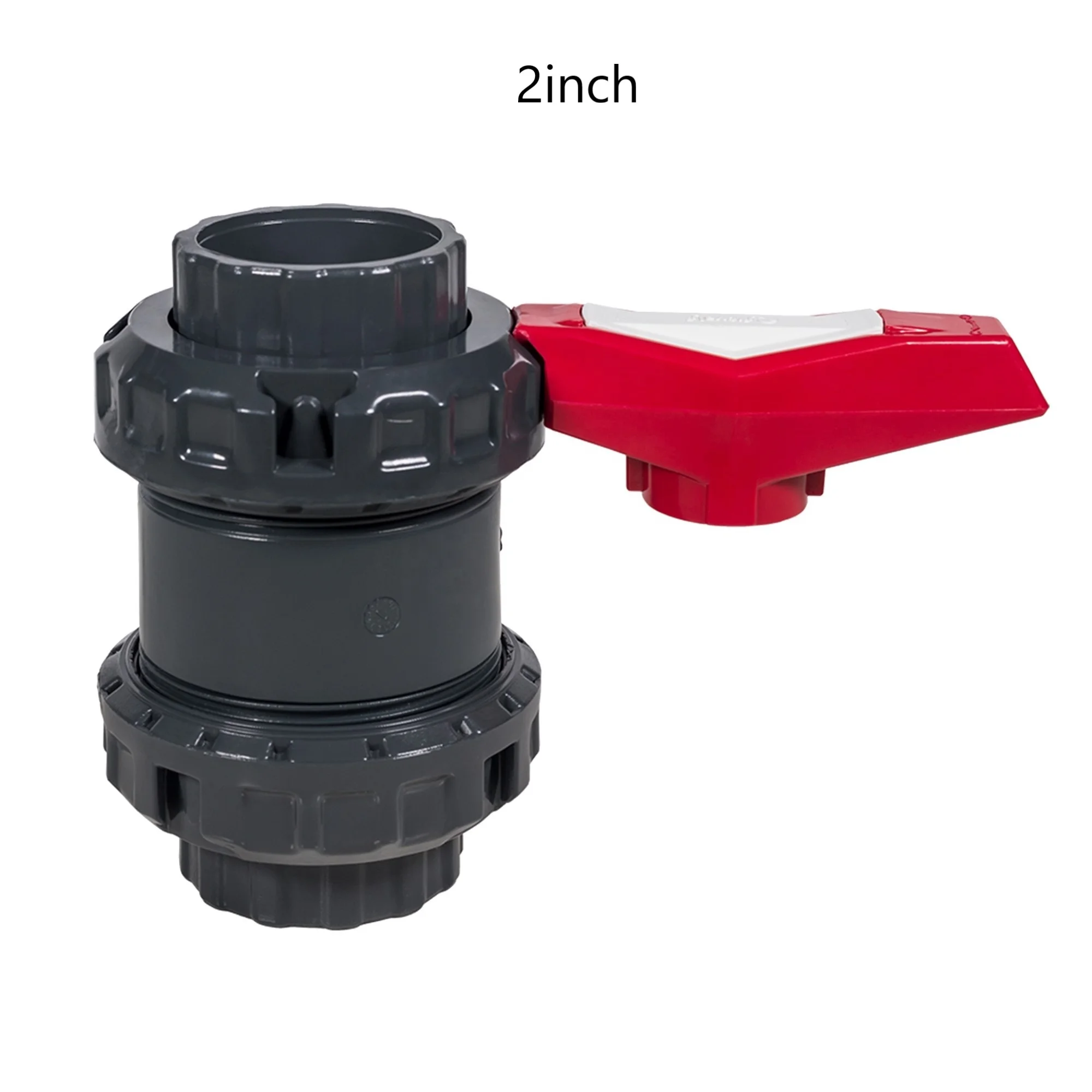 2inch Industrial Ball Valve with red handle on Upvc Factory direct wholesale ball valve PN16 valve used for acids or pools