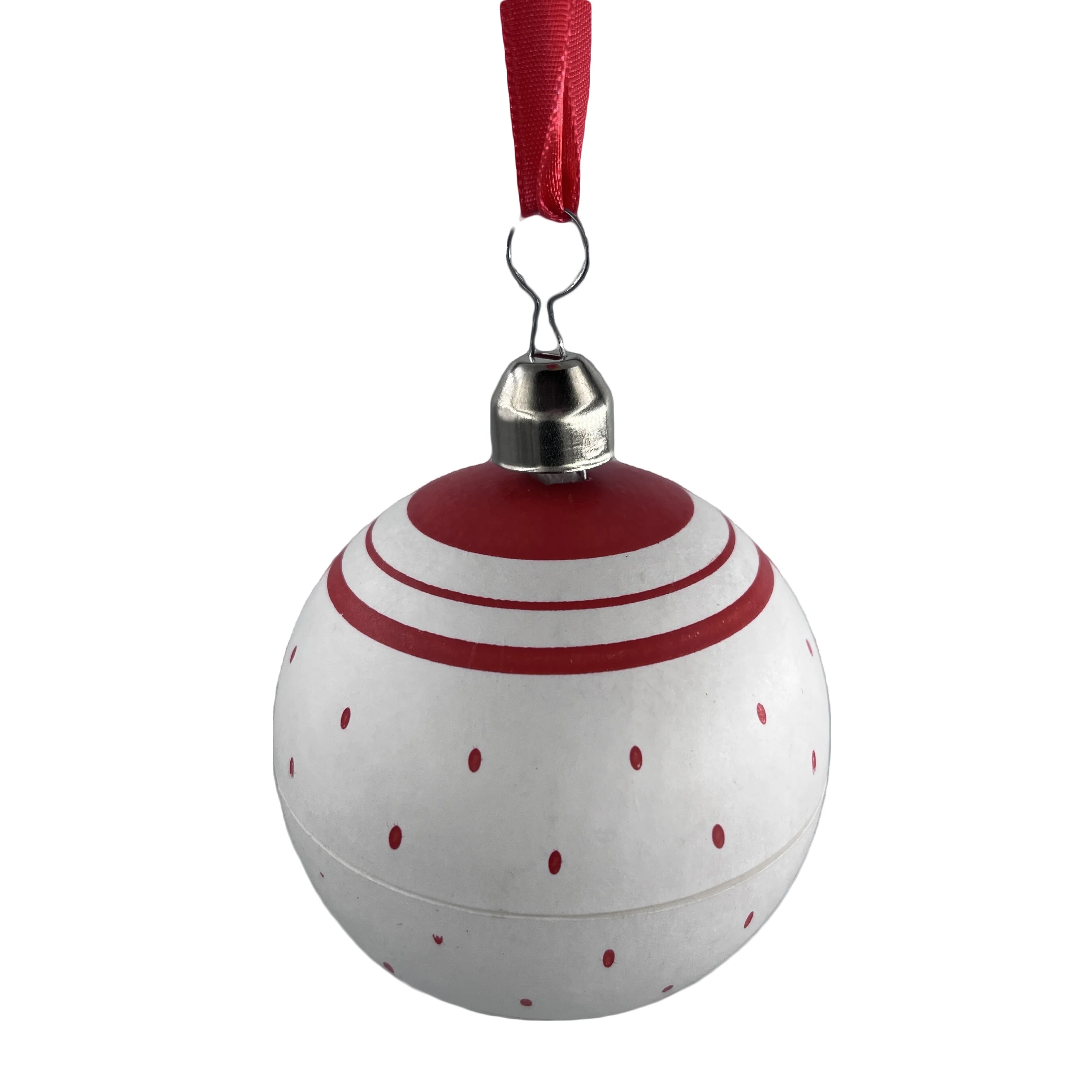 2022 Best Seller Biodegradable Christmas Tree Hang Bagasse  Customized white Xmas Ornament Decorated Pendant Ball for Festivals