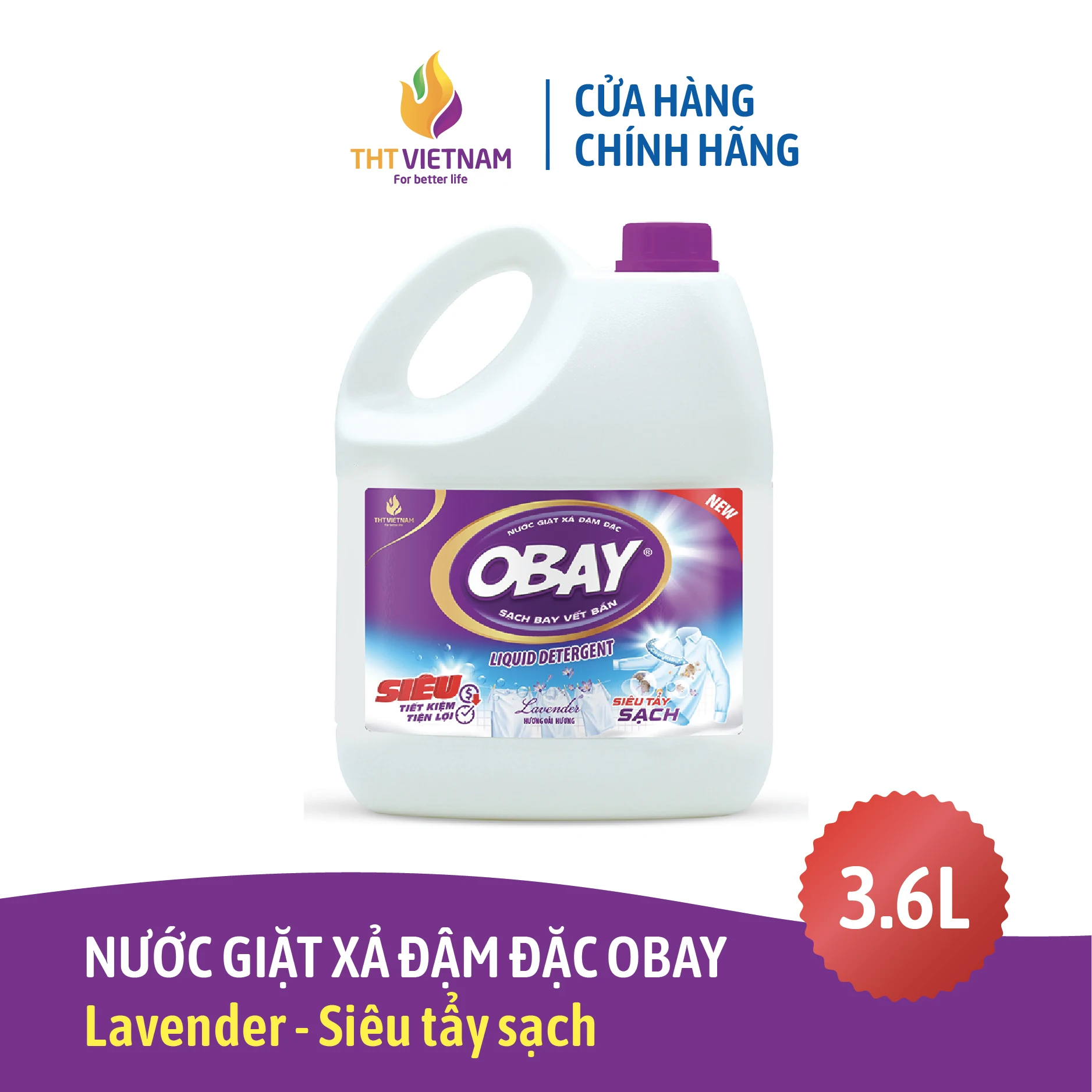 High Quality Obay Purple Liquid Detergent 3600ml Lavender Flower Fragrance APPAREL Cleaning Washing Laundry Detergent