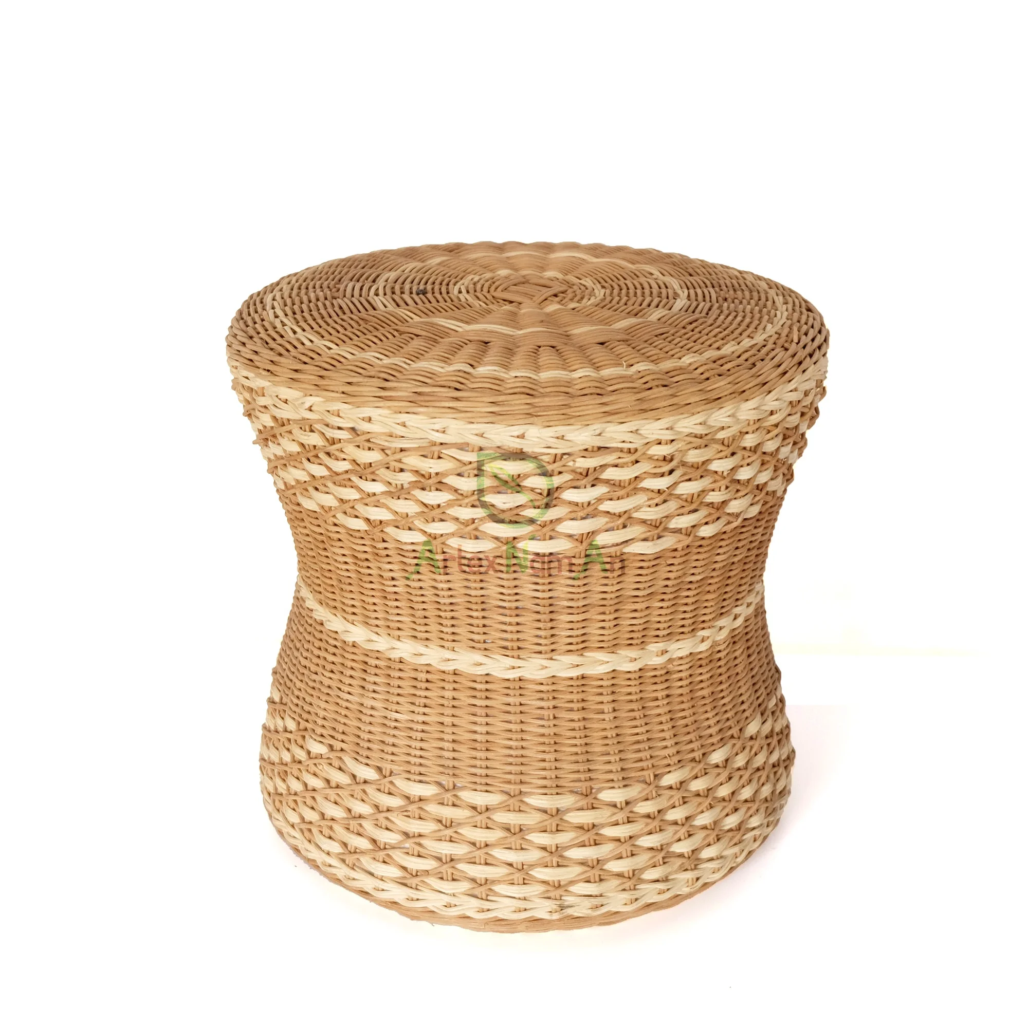 Large round rattan floor cushion/straw woven pouf stool ottoman for living room/rattan furniture for home decor