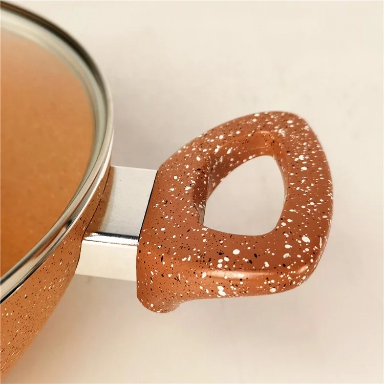 Factory direct aluminum non stick wok induction bottom  color granite  coating 28cm wok pan with lid