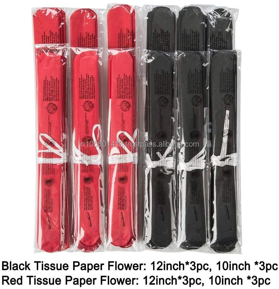 Black and Red Casino Color Tissue Paper Flowers Pom Poms Kits for Theme Party Decoration Ideal from Indian Exporter