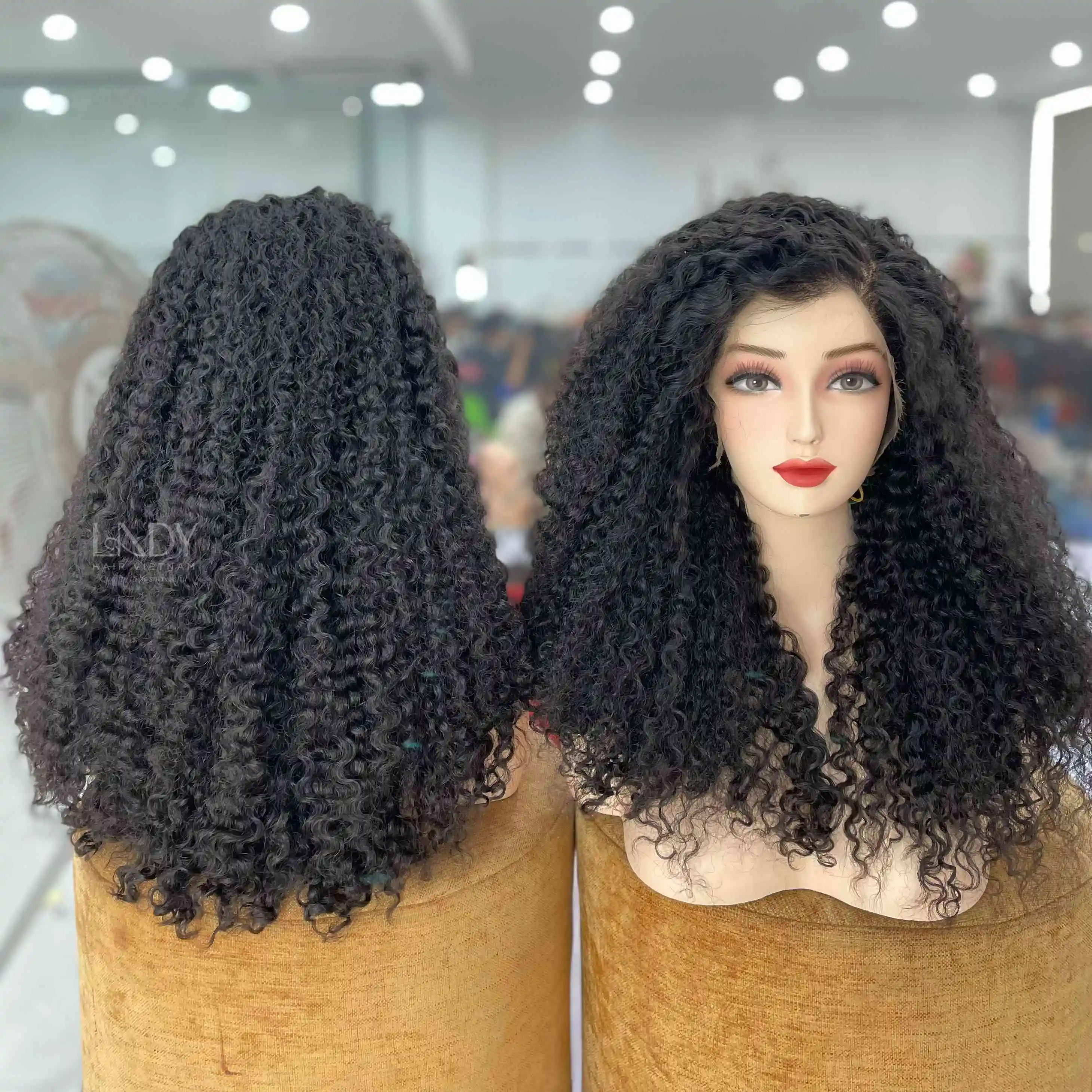 Best High light Frontal HD Lace Burmese Curly Wig Made From Vietnamese Human Hair With Wholesale Price