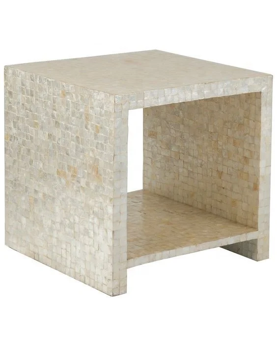 Mother of Pearl Inlay Round Coffee Table Vietnam Manufacturer Modern Coffee Table OEM Furniture Gold Base Variety of Choices