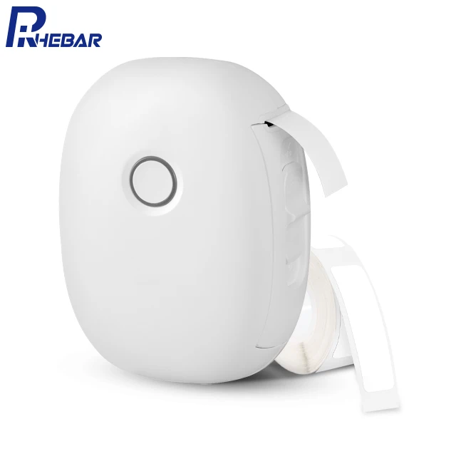 Rhebar 15mm Portable Wireless Mini Thermal Label Printer 0.5 Inch Pocket Sticker Marker Black White Style for